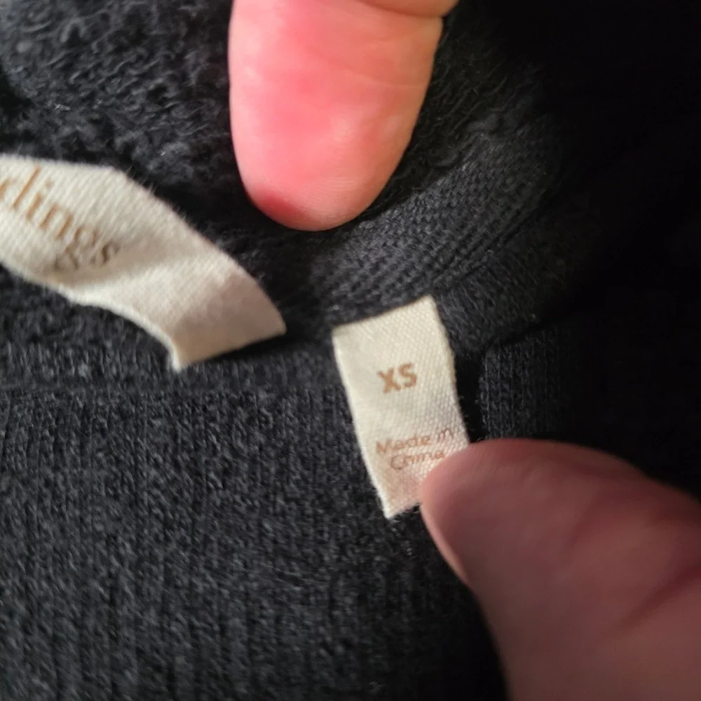 Soft Surroundings Womens‎ XS Cardigan Black Textured Cotton Open Front Pockets